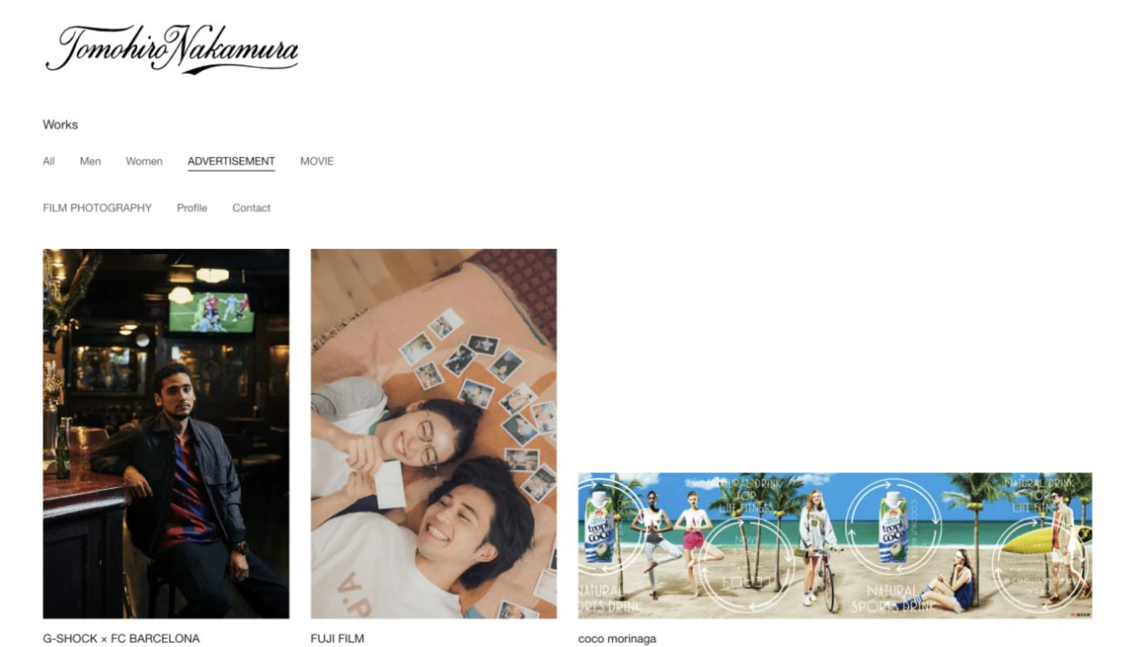 Tomohiro Nakamura portfolio showing portrait and brand photography projects